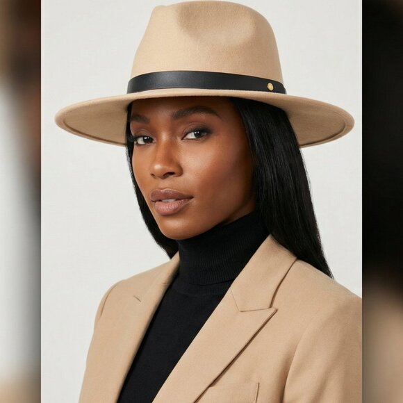 Classic Wide-Brim Felt Fedora with Black Band – Timeless Neutral Style main image 4